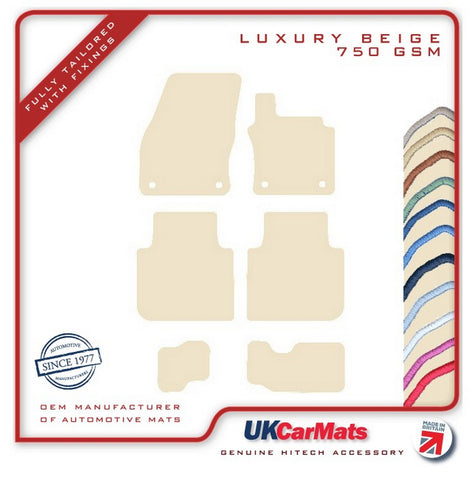 VW Tiguan LWB / Allspace 2016 onwards Beige Luxury Velour Tailored Car Mats HITECH