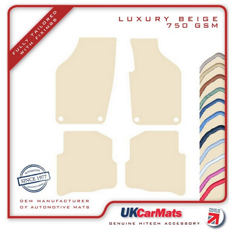 VW Polo 4 Oval Fixings 2002-2009 Beige Luxury Velour Tailored Car Mats HITECH