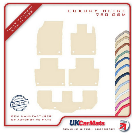 Volvo XC90 7-Seater (MPV) 2015 onwards Beige Luxury Velour Tailored Car Mats HITECH