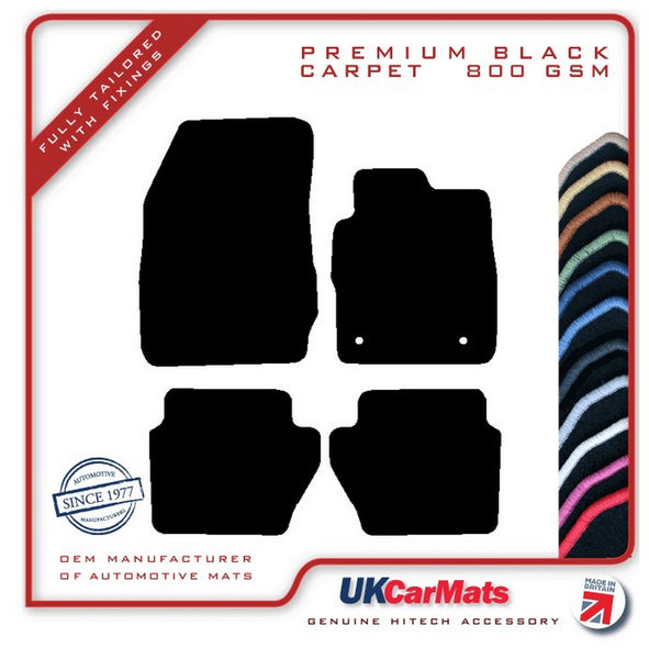 Ford Fiesta Mk7 (Facelift) 2011-2017 Black Premium Carpet Tailored Car Mats HITECH