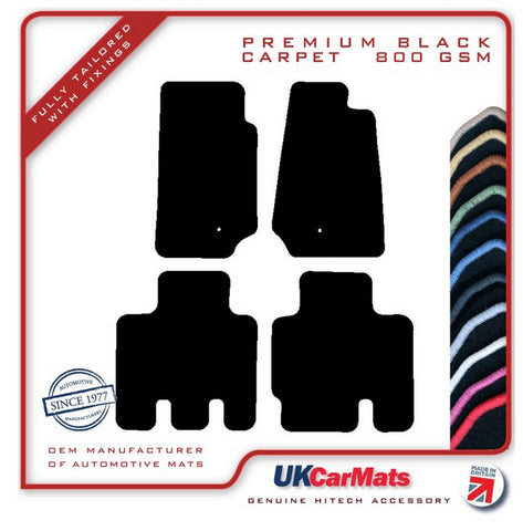 Jeep Wrangler 4Dr (JK) Single Eyelet 2007-2017 Black Premium Carpet Tailored Car Mats HITECH