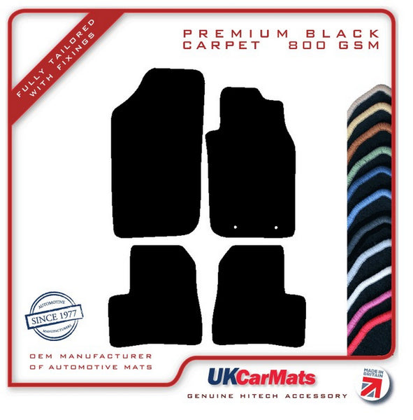 Peugeot 206 1998-2006 Black Premium Carpet Tailored Car Mats HITECH