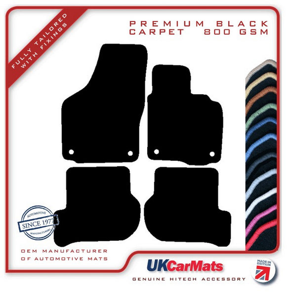Skoda Octavia (Round Stud Fix Fronts Only) 2004-2013 Black Premium Carpet Tailored Car Mats HITECH