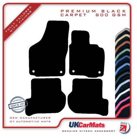 Skoda Octavia (Round Stud Fix Fronts Only) 2004-2013 Black Premium Carpet Tailored Car Mats HITECH
