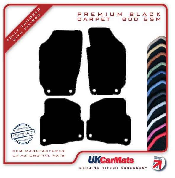 Skoda Fabia (Round Stud Fixings) 1999-2007 Black Premium Carpet Tailored Car Mats HITECH