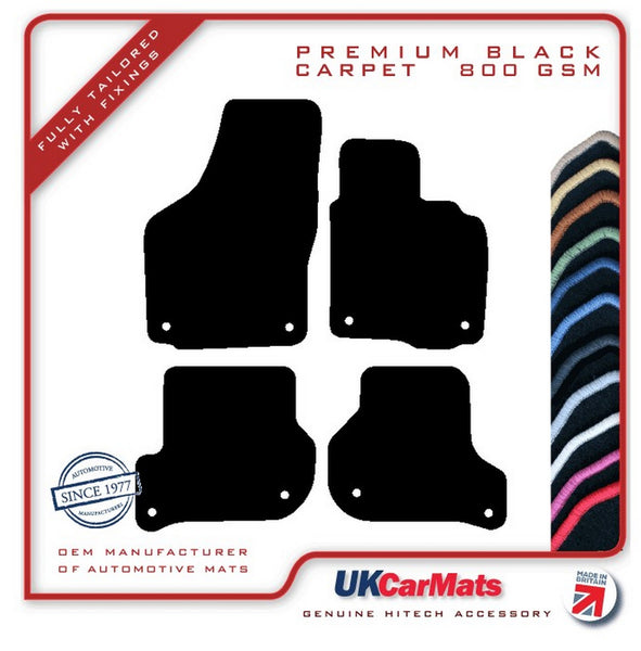Skoda Octavia (Round Stud Fix All 4) 2004-2013 Black Premium Carpet Tailored Car Mats HITECH