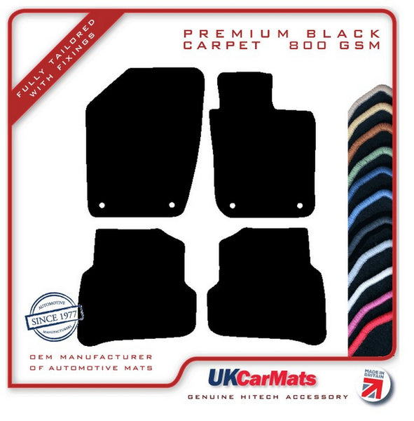 Skoda Fabia (Oval Twist Fixings) 2015-2021 Black Premium Carpet Tailored Car Mats HITECH