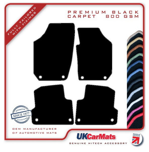 Skoda Fabia (Oval Twist Fixings) 2007-2014 Black Premium Carpet Tailored Car Mats HITECH