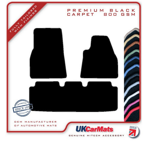 Tesla Model S Long Range Plus (Narrower Rear) 2020 onwards Black Premium Carpet Tailored Car Mats HITECH