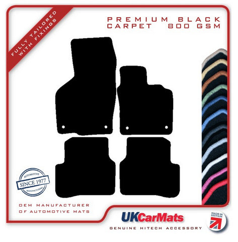 VW Passat (Round Stud Fixings) 2007-2015 Black Premium Carpet Tailored Car Mats HITECH
