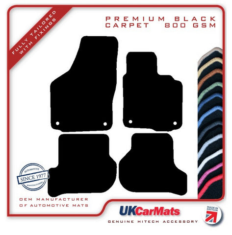 Volkswagen VW Golf Mk5 (Round Stud Fixings) 2007-2008 Black Premium Carpet Tailored Car Mats HITECH
