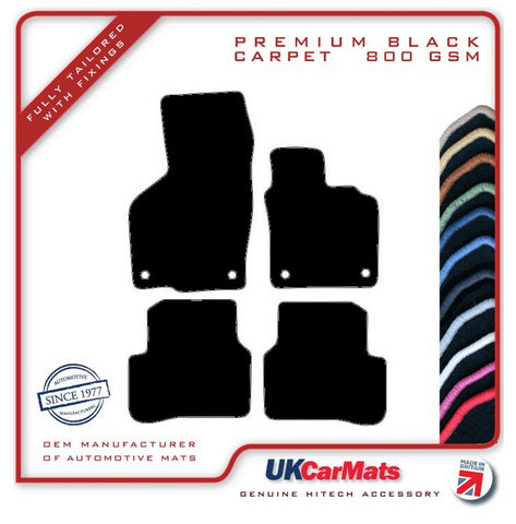 VW Passat (Oval Twist Head Fixings) 2005-2007 Black Premium Carpet Tailored Car Mats HITECH