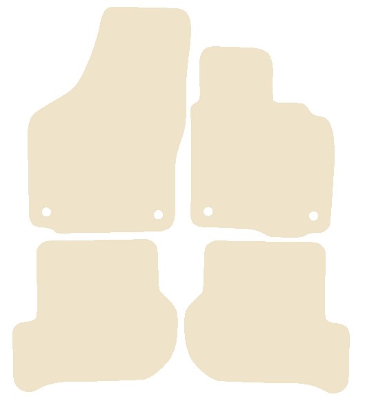 Skoda Octavia (Round Stud Fix Fronts Only) 2004-2013 Beige Luxury Velour Tailored Car Mats NV HITECH