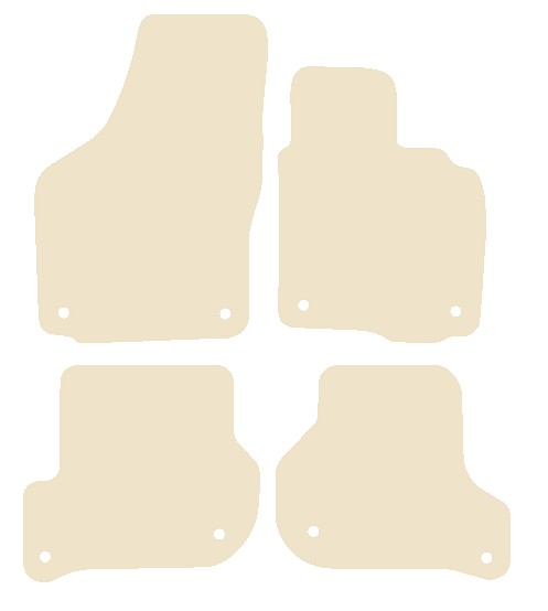 Skoda Octavia (Round Stud Fix All 4) 2004-2013 Beige Luxury Velour Tailored Car Mats NV HITECH