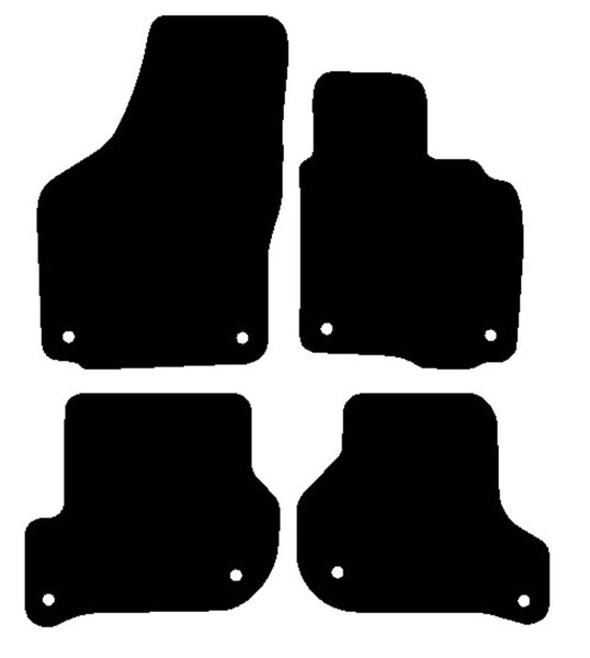 Skoda Octavia (Round Stud Fix All 4) 2004-2013 Black Luxury Velour Tailored Car Mats NV HITECH