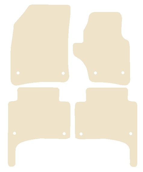VW Touareg (1st Gen) Round Stud Fixings 2007-2010 Beige Luxury Velour Tailored Car Mats NV HITECH